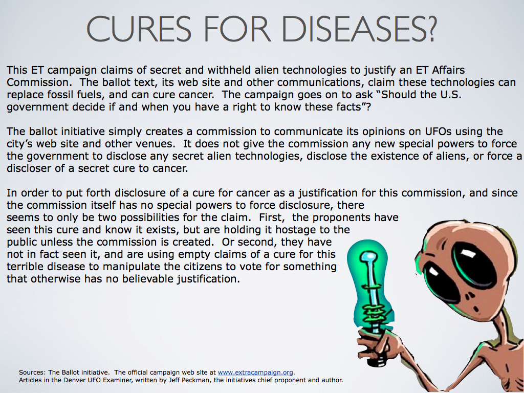 Denver Extraterrestrial Affairs Commission Claims to have the Cure for Cancer